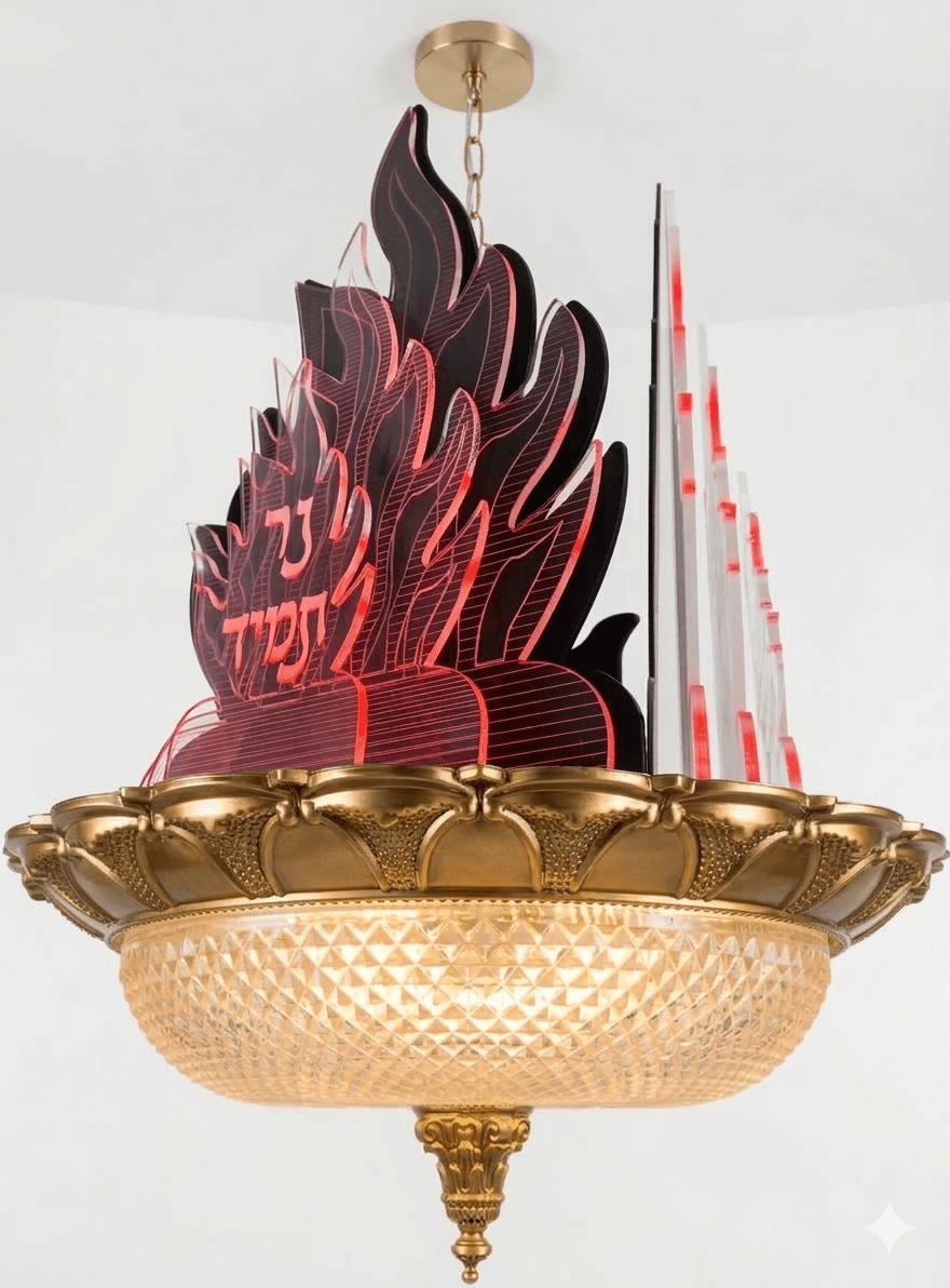 נר תמיד יוקרתי לבית כנסת – להבות LED בעיצוב טבעת מצופה זהב