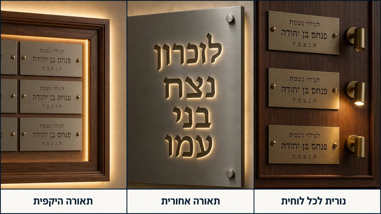 שילוב תאורת לד בלוח הנצחה גדול