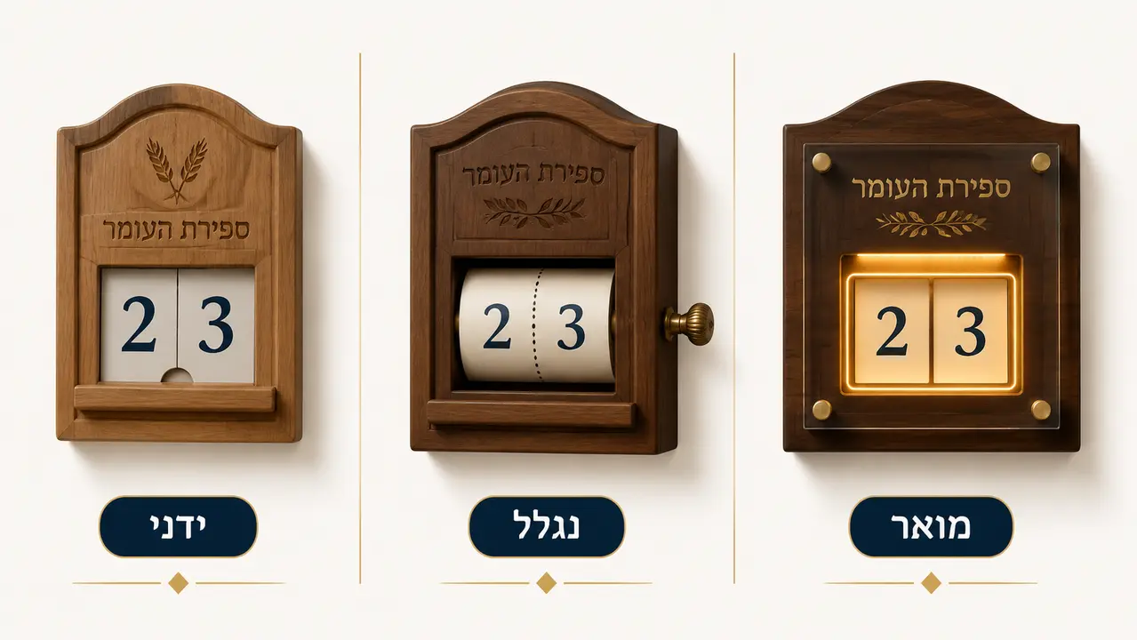 הבדלים בין לוח ספירת עומר נגלל, מואר וידני
