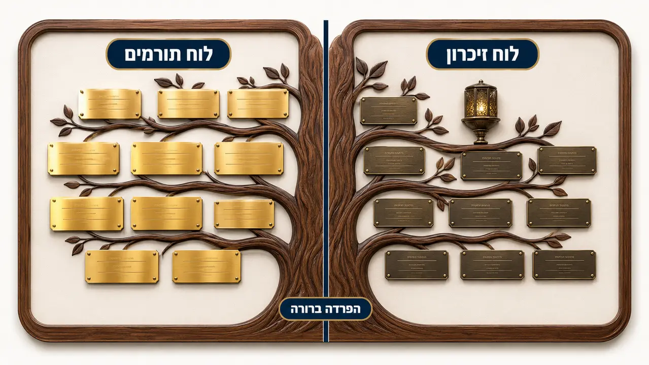 לוח תורמים בצורת עץ לעומת לוח זיכרון