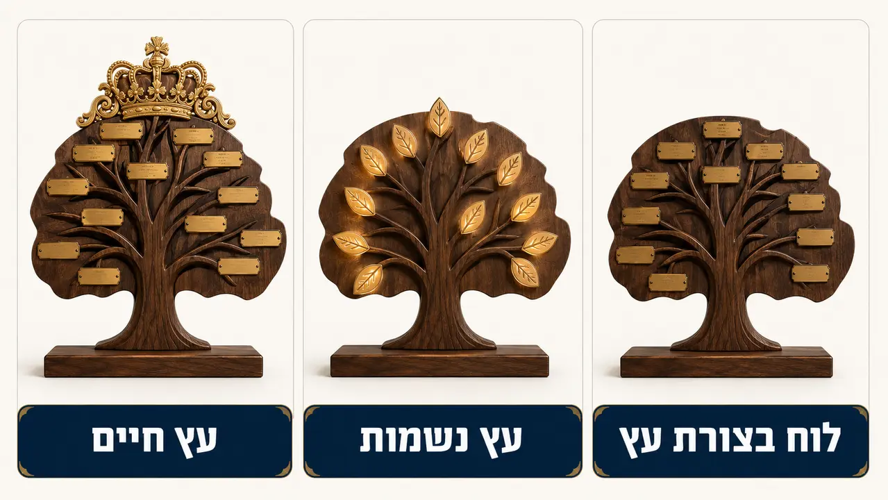 הבדל בין עץ חיים, עץ נשמות ולוח זיכרון בצורת עץ