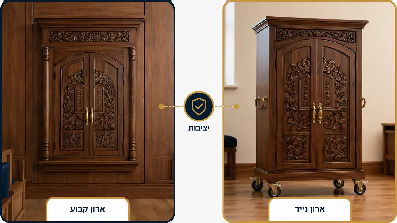 ארון קודש קבוע לעומת ארון קודש נייד לחדר תפילה קטן