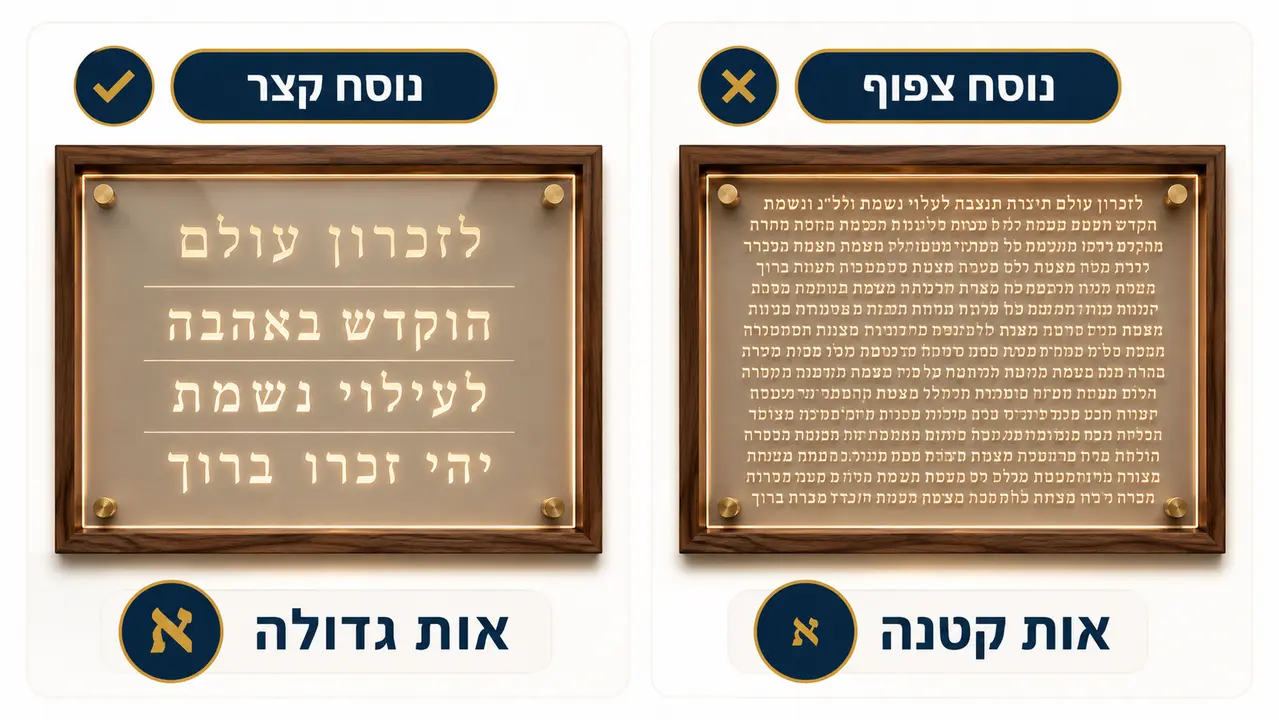ניסוח מכובד לטקסט לוח זיכרון מואר