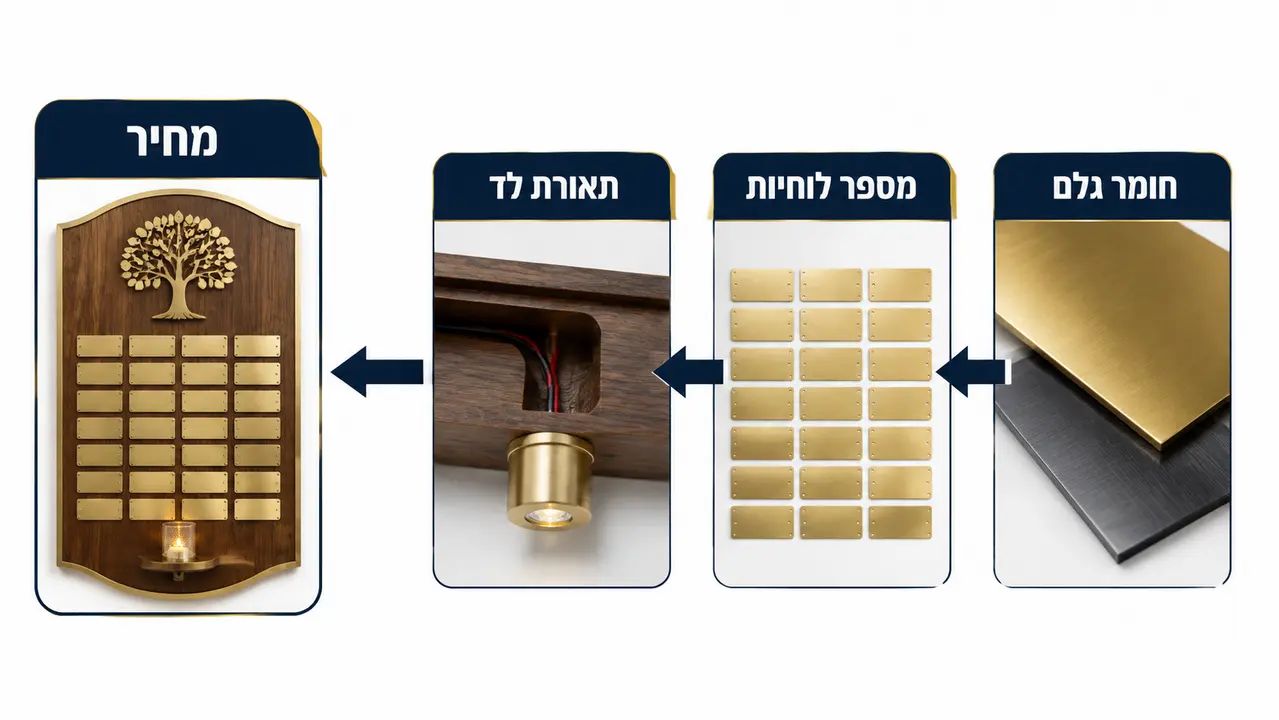 גורמים המשפיעים על מחיר לוח הנצחה