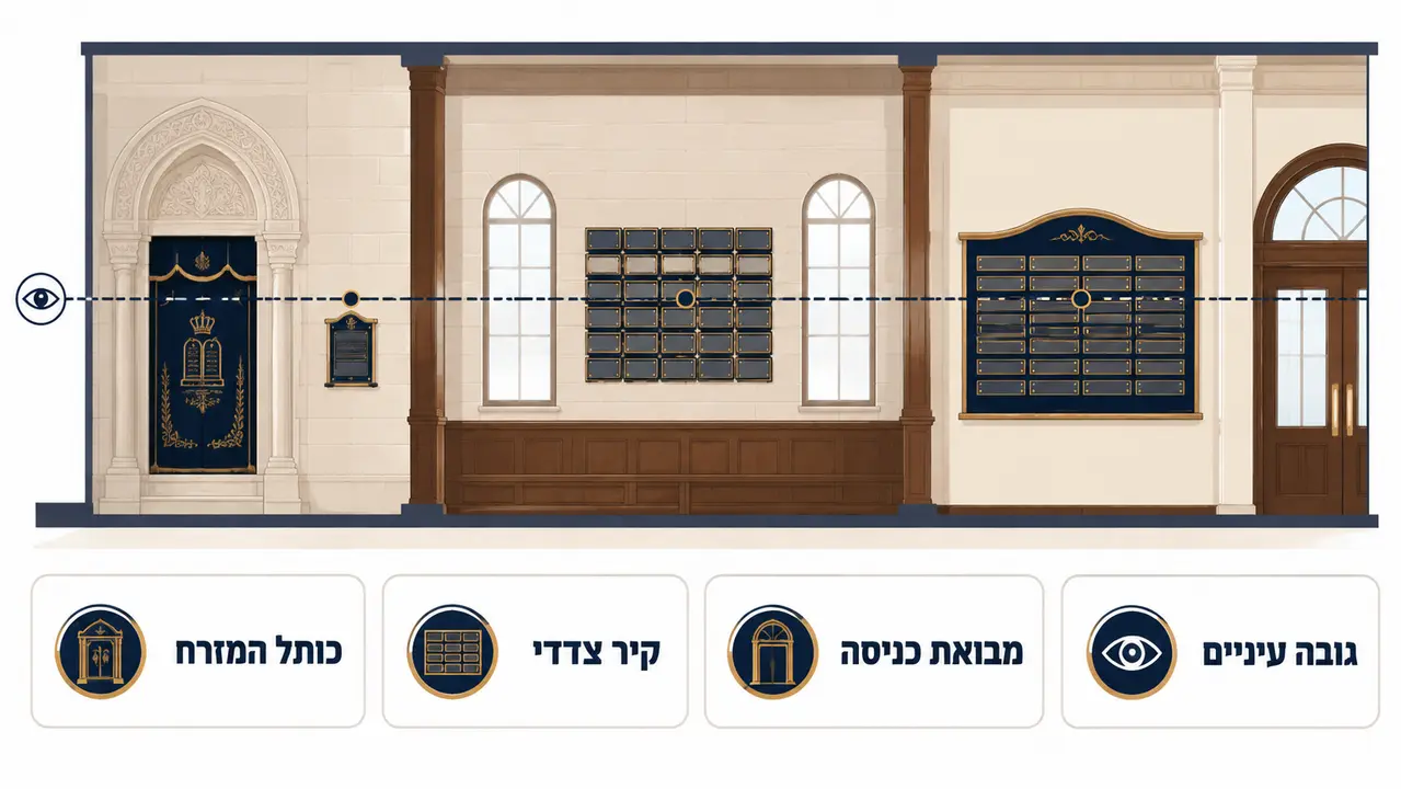 מיקום נכון של לוח הנצחה בתוך בית הכנסת