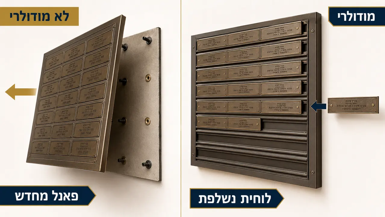 לוח הנצחה מודולרי עם מקום פנוי להוספת שמות בעתיד